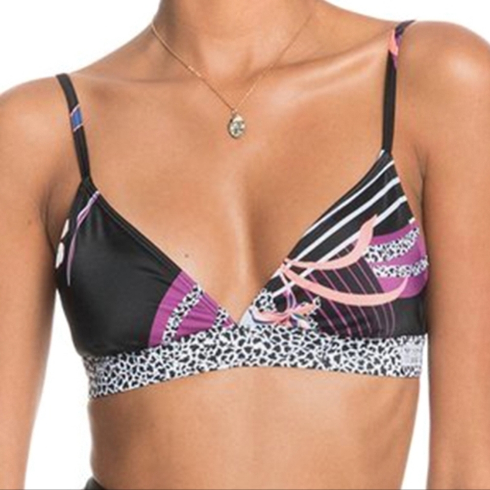 ROXY Black Pop Surf Mixed Bikini Top 🤩